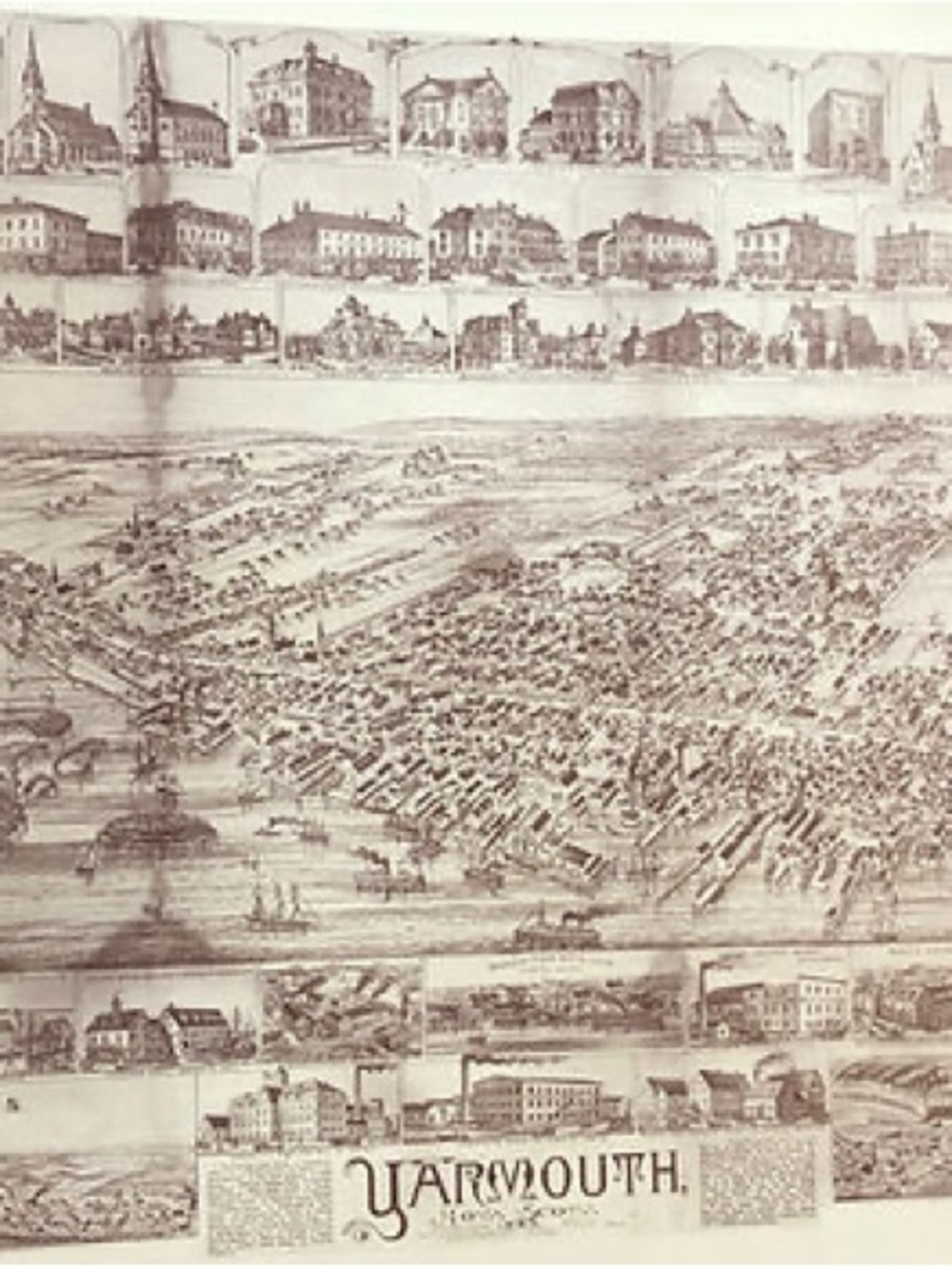 Yarmouth, Nova Scotia Vintage Map Wall Art (1889) - Sepia Print